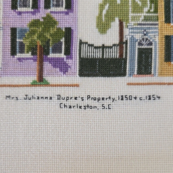 Hand Crafted Purple and Gold Charleston Row House Needlework - Picture 2 of 7
